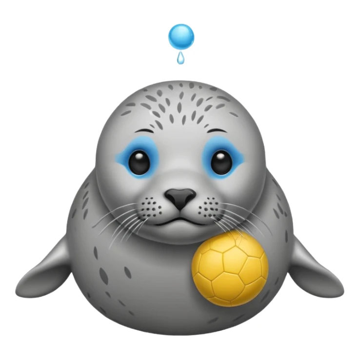 grey seal with a ball on its nose sticker