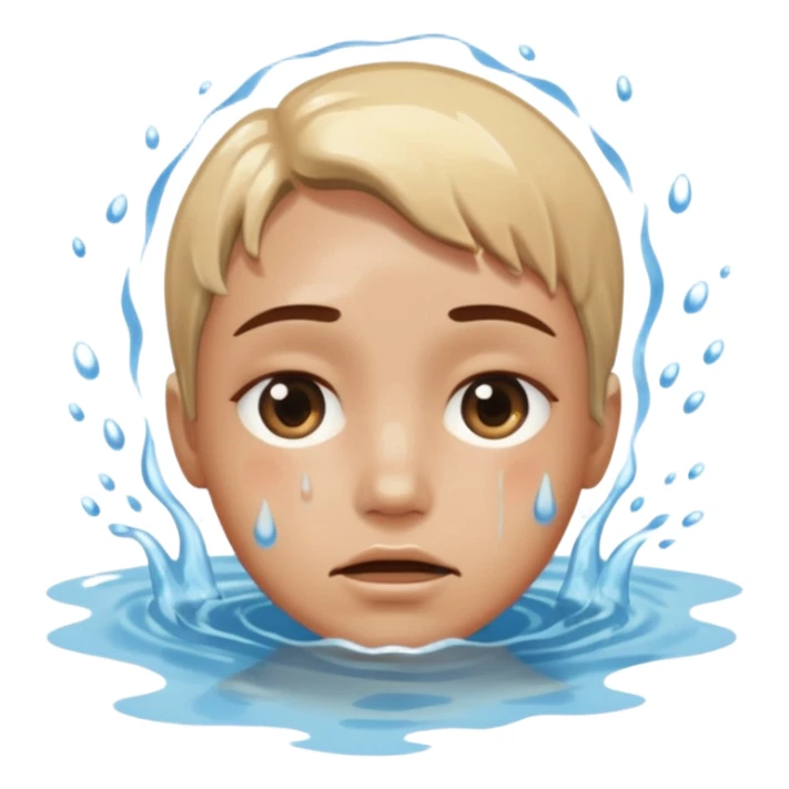 Tête qui se noit dans l’eau avec l’eau qui monte jusqu’à la moitié du visage  sticker
