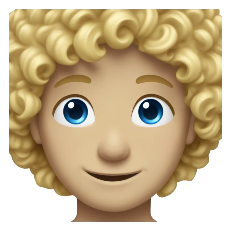 blonde curly head boy with blue eyes smiling sticker