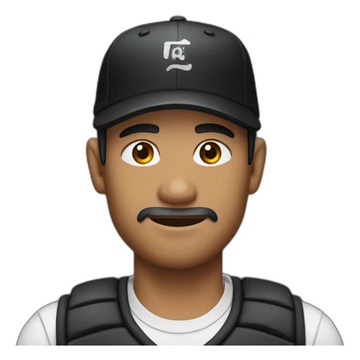 Cambodian man with a beard wearing black vest, black baseball cap sticker
