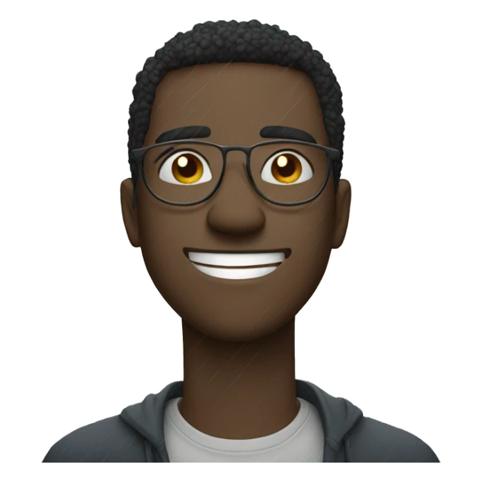 Man crying and smiling at the same time with glasses and raining in background with a cloudy weather sticker