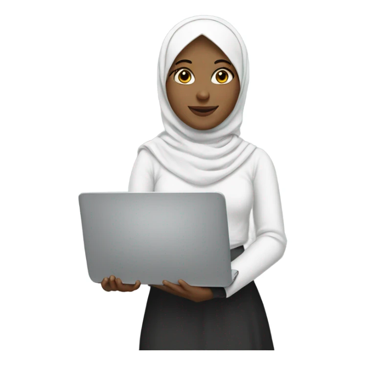 white hijabi girl with a laptop sticker