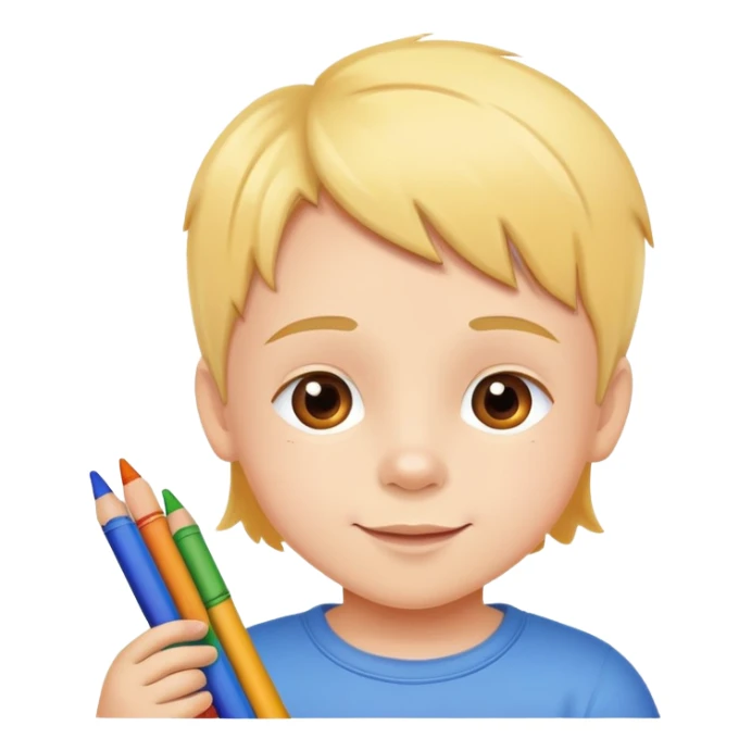 child drawing with crayons on paper, cheerful and creative sticker