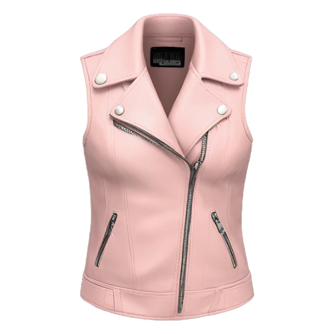 Realistic isolated open light pink zip up leather fashion vest. sticker