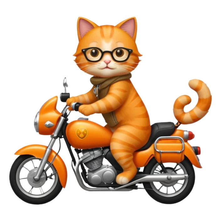 the cat is driving a motorbike sticker