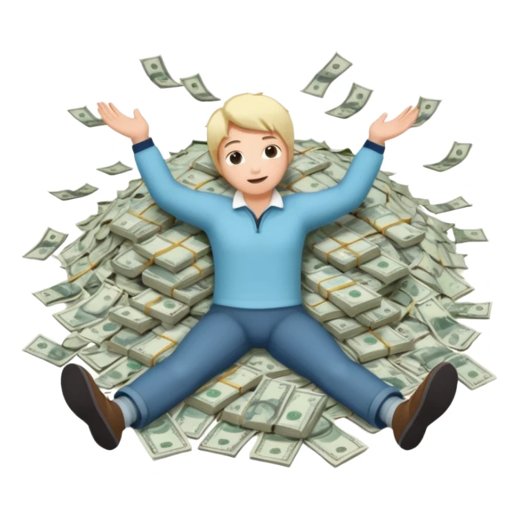 making a snow angel in money sticker
