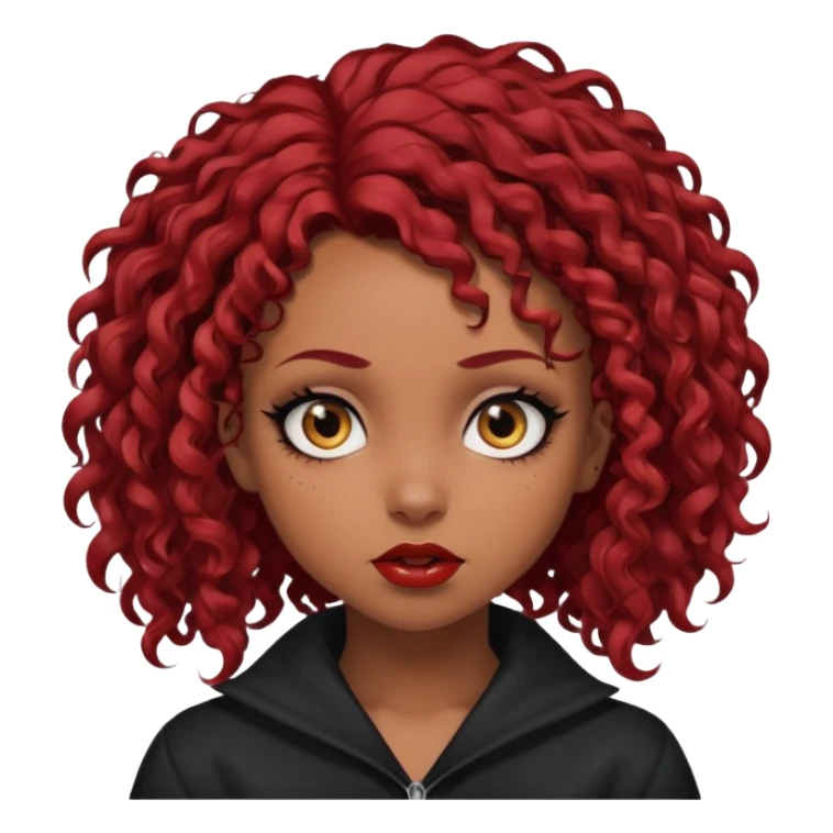 goth girl red hair cacheado médio pele parda, várias expressões  sticker