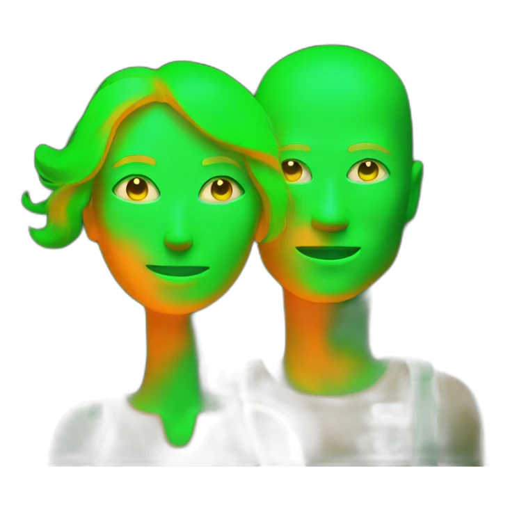 Couple as Orange Fluorescent woman and green Fluorescent man sticker