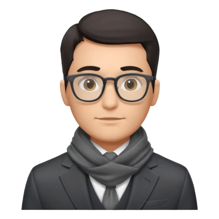 gray scarf male dark hair with suit glasses sticker