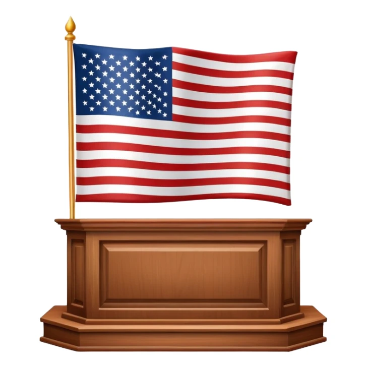 presidential podium with American flag sticker