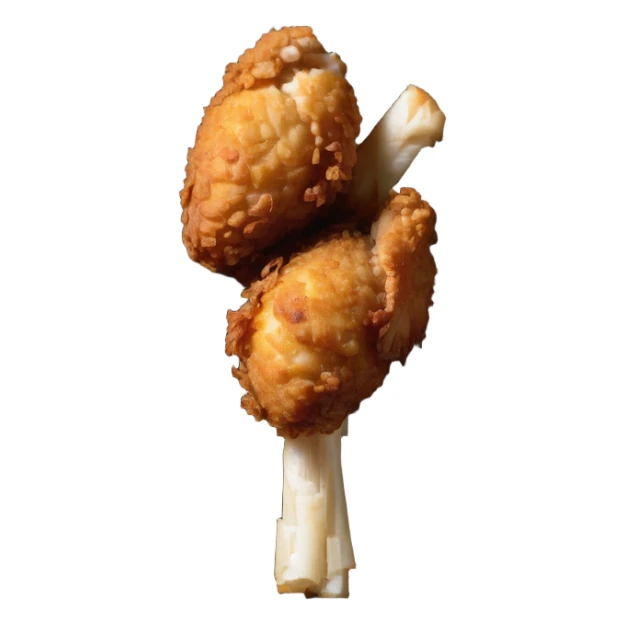 crispy fried chicken drumstick, golden-brown, light texture detail, isolated on white sticker