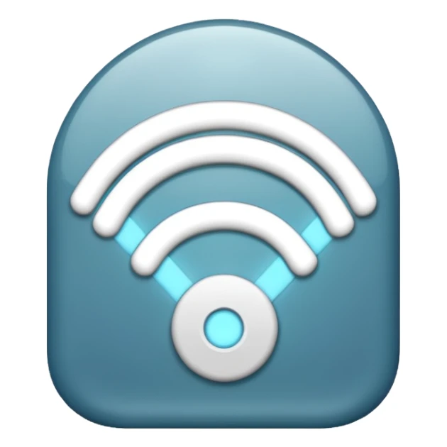 create a wifi symbol emoji exactly-like-the-reference-image-in-ios-emoji-style.-match-the-same-shape,-color,-and-glow-effect,-ensuring-it-is-smooth-and-shiny. set background #1841D6 sticker