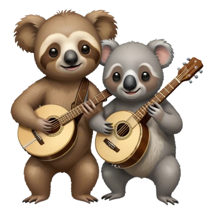 Sloth playing guitar right next to a koala playing the banjo  sticker