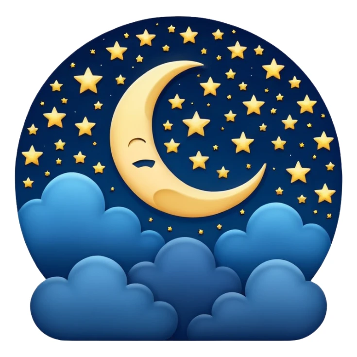 night sky with a crescent moon and stars sticker