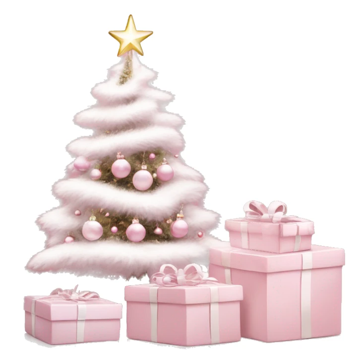Light pink Christmas gifts under a white Christmas tree  sticker