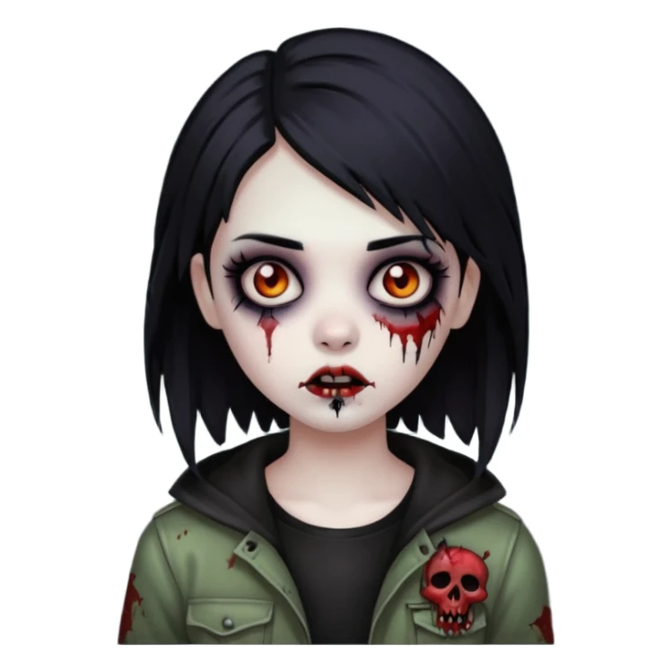 girl zombie with black hair emo sticker