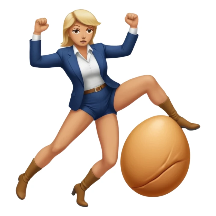 woman kicking donald trump in the testicles sticker