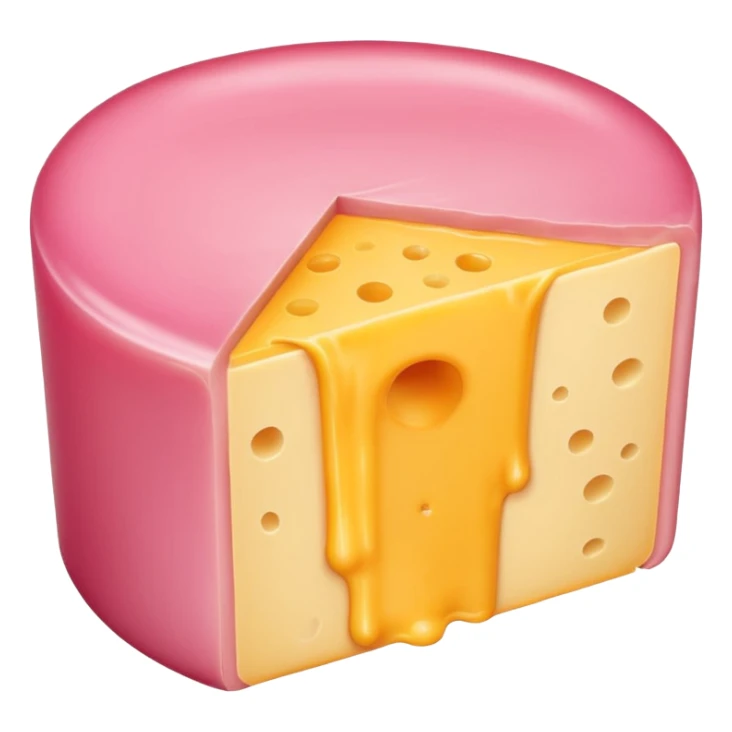 pink round slice of american cheese sticker