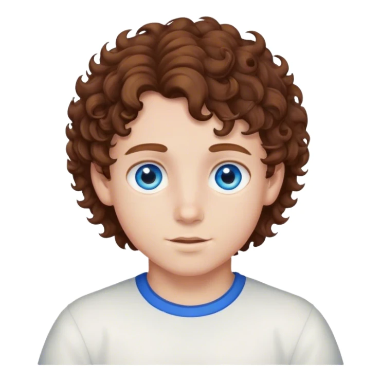 Boy have brown hair curly and blue eyes  sticker