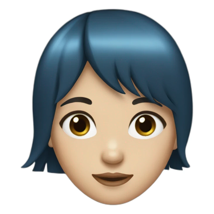 Dark brown long hair bangs girl with blue eyes sticker