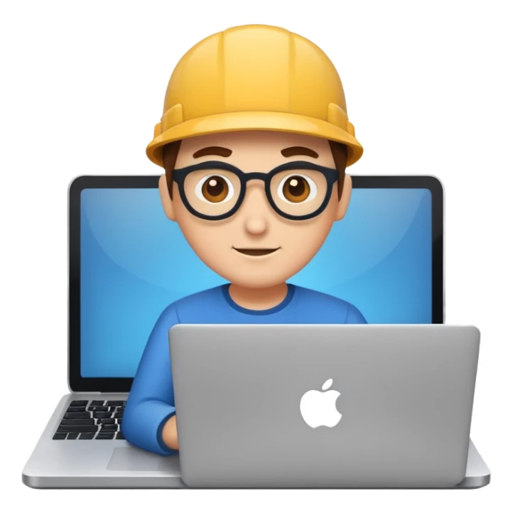 A tech guru in the front of a laptop sticker