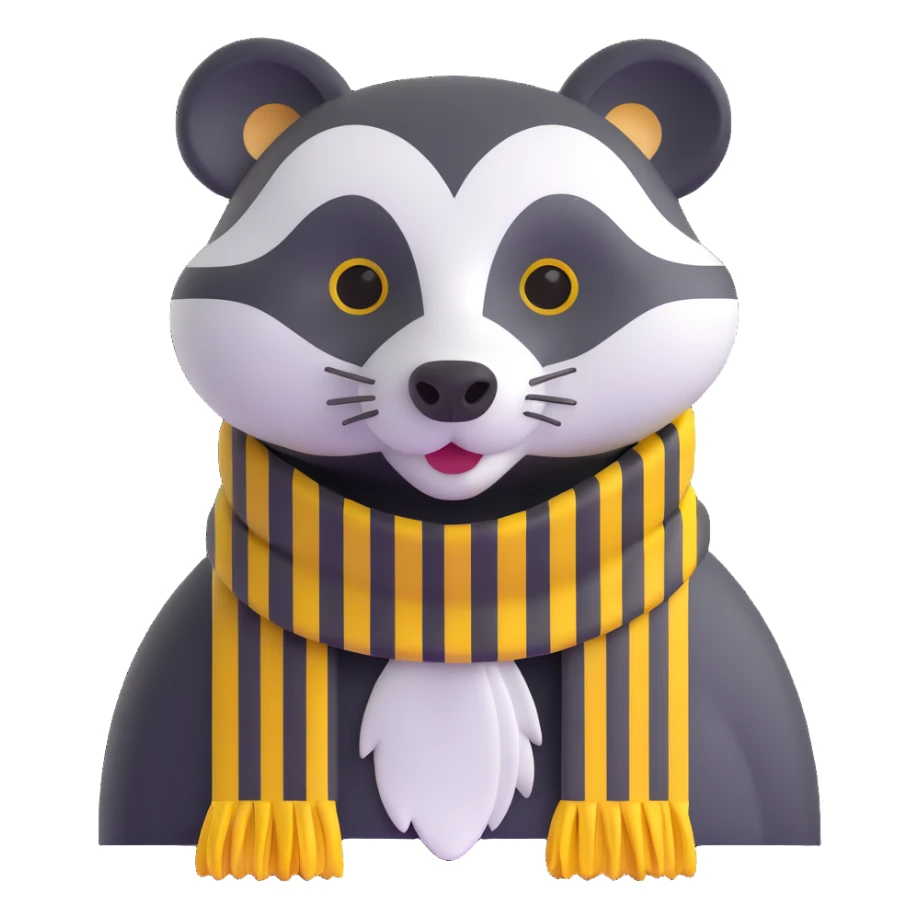badger head with yellow and black striped scarf sticker
