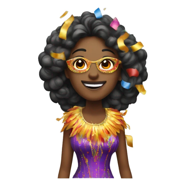 "Woman dressed in carnival attire with confetti and fire." sticker