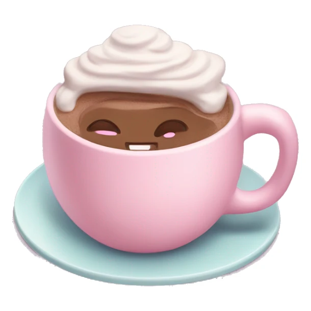 hot chocolate in a pastel pink mug on a plate sticker