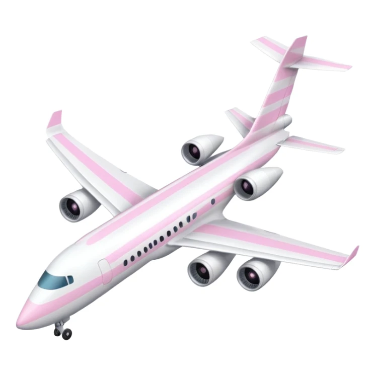 White plane with pastel pink stripes with one jet under each wing sticker