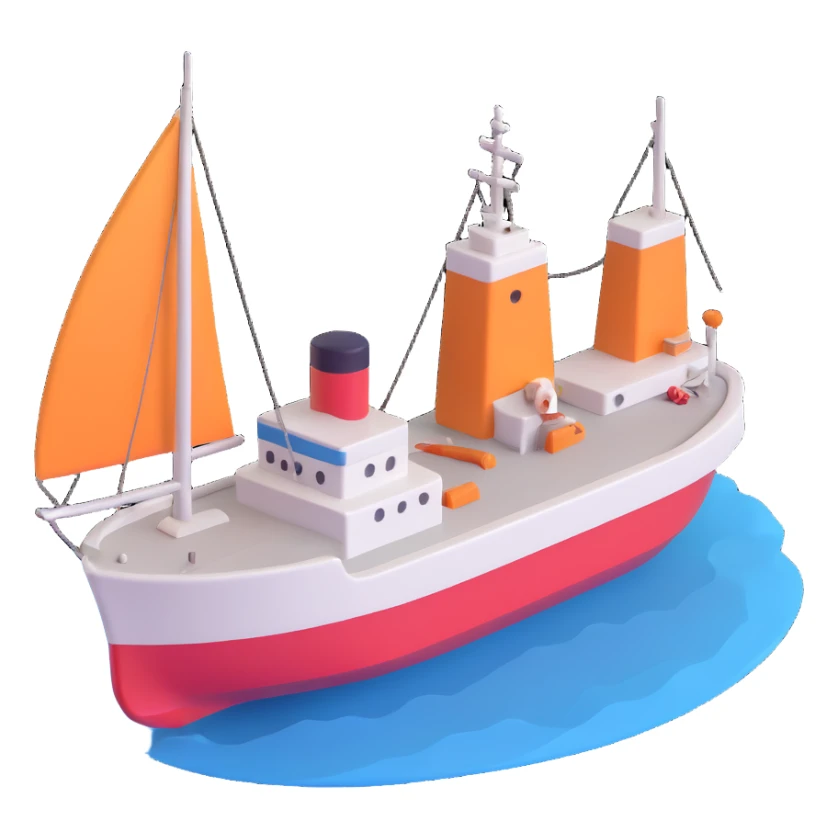 port with cargo ship sticker