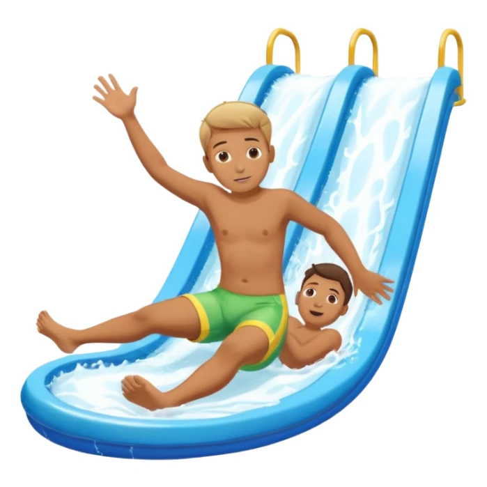 a boy that is sliding on his belly in ON his belly from a waterslide head first on his belly sticker
