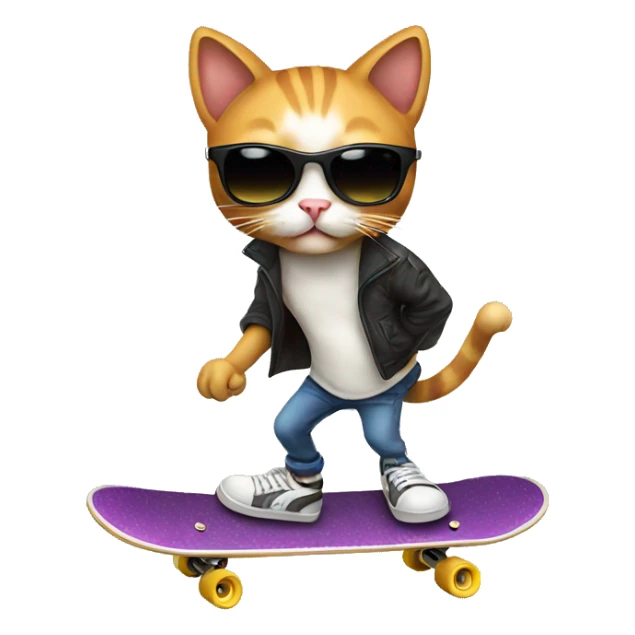 Cat with sunglasses skateboarding sticker