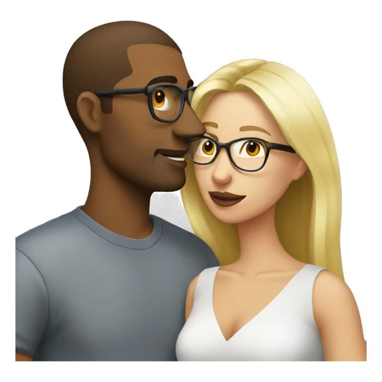 Blond woman glasses kissing brunette man sticker