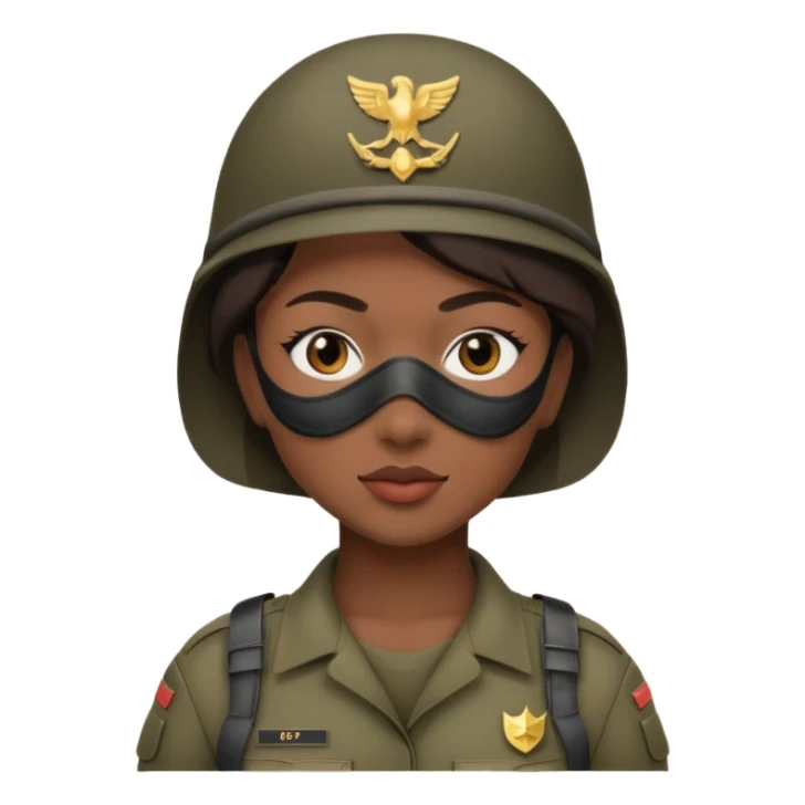 woman soldier with hair style wearing mask sticker