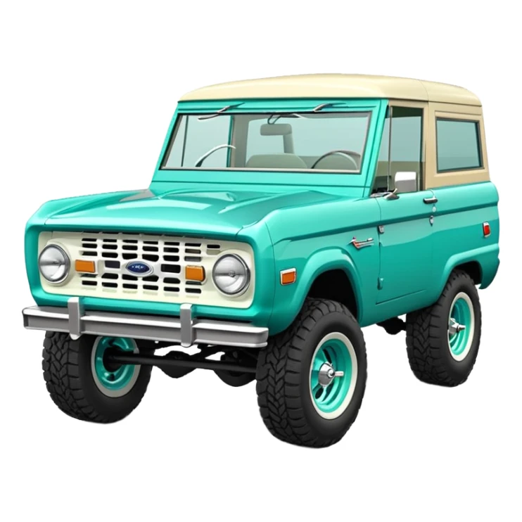 turquoise green classic ford bronco with slot alminum wheels sticker