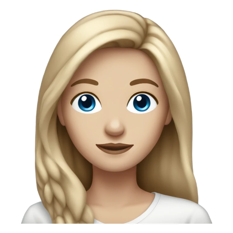 White woman. Long brown hair. Blue eyes sticker