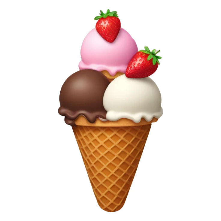 ice cream with 5 scoops on cone strawberry chocolate and vanilla sticker