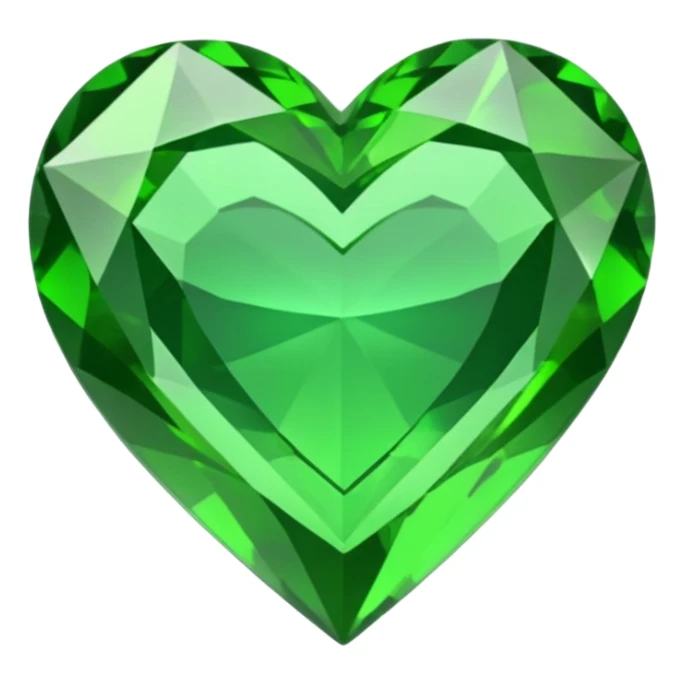 green heart made o gemstone with sharp outlines and shiny the color is more like lime sticker