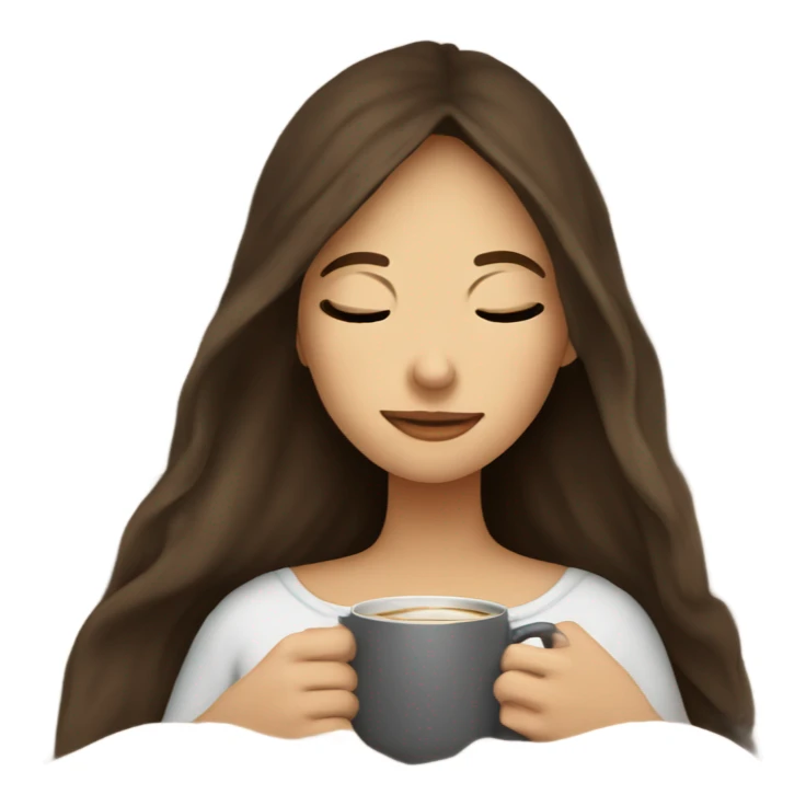 girl brunette inside a blanket sipping coffee eyes closed sticker