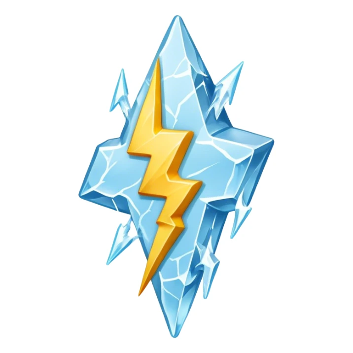 Chunky simple Lightning bolt with only four sides made of ice sticker