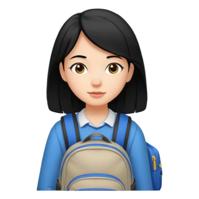 girl with black hair in class sticker