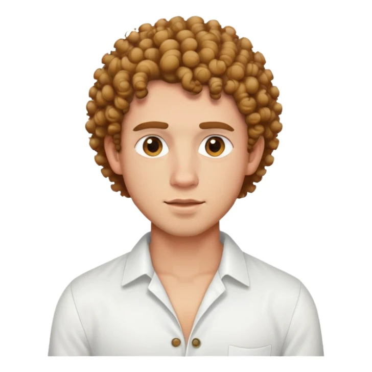 curly-haired guy with light skin in white shirt with unbuttoned top buttons sticker