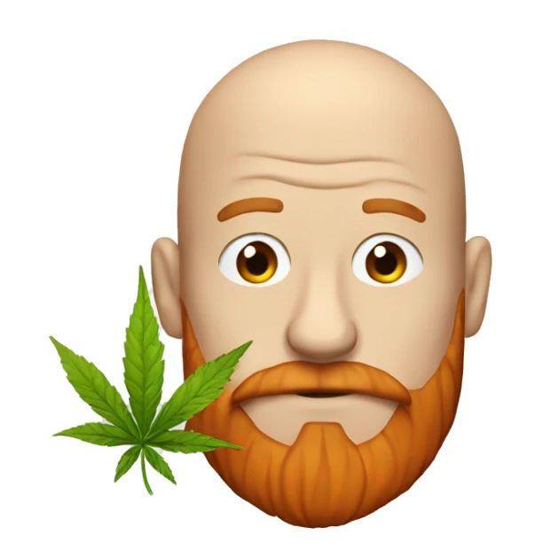 Emoji weed smoker with bald head and red beard sticker