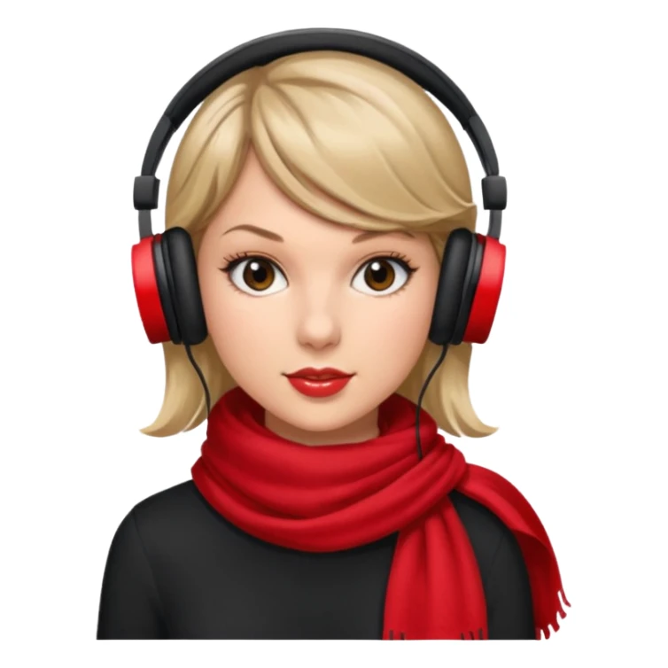 taylor swift with red scarf wearing headphones sticker