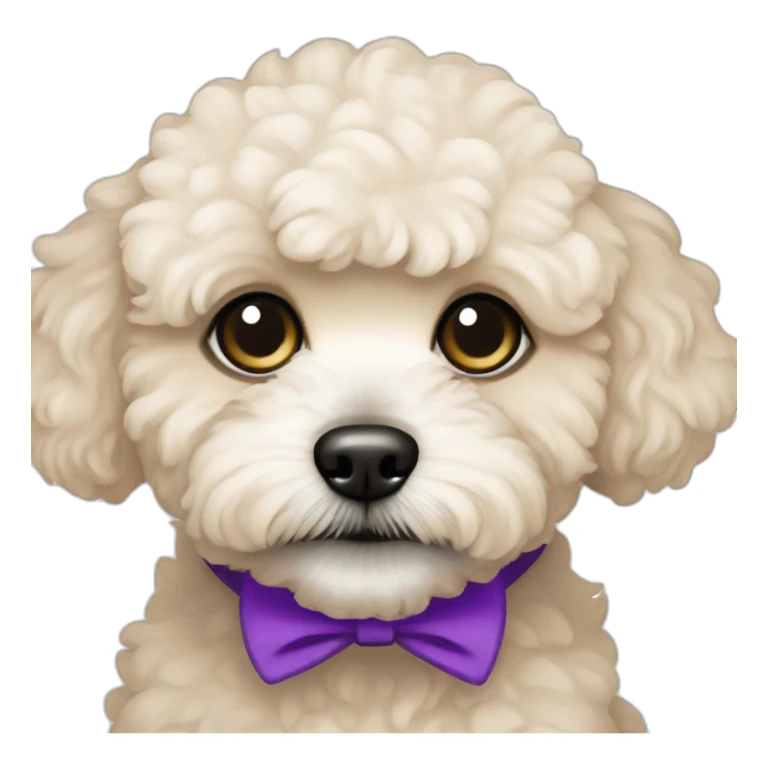 Creme maltipoo with black eyes and purple collar  sticker