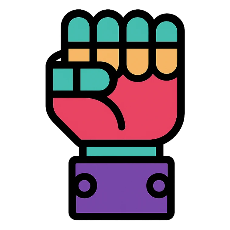 color icon of a robot fist, clean and simple sticker