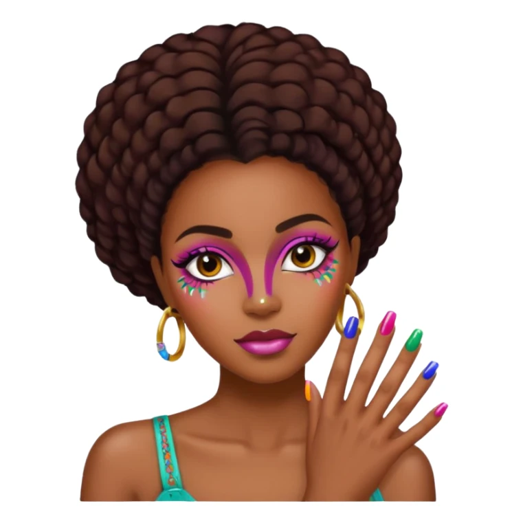 black woman nail art sticker