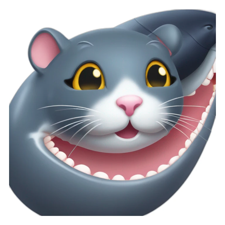 Souris dans la bouche d'un chat dans la bouche d'une baleine sticker