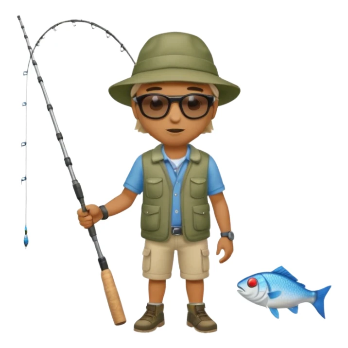 Man in motion casting a fishing rod full body sticker