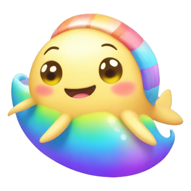 Kawaii derpy fat rainbow sea creature being super cute   sticker
